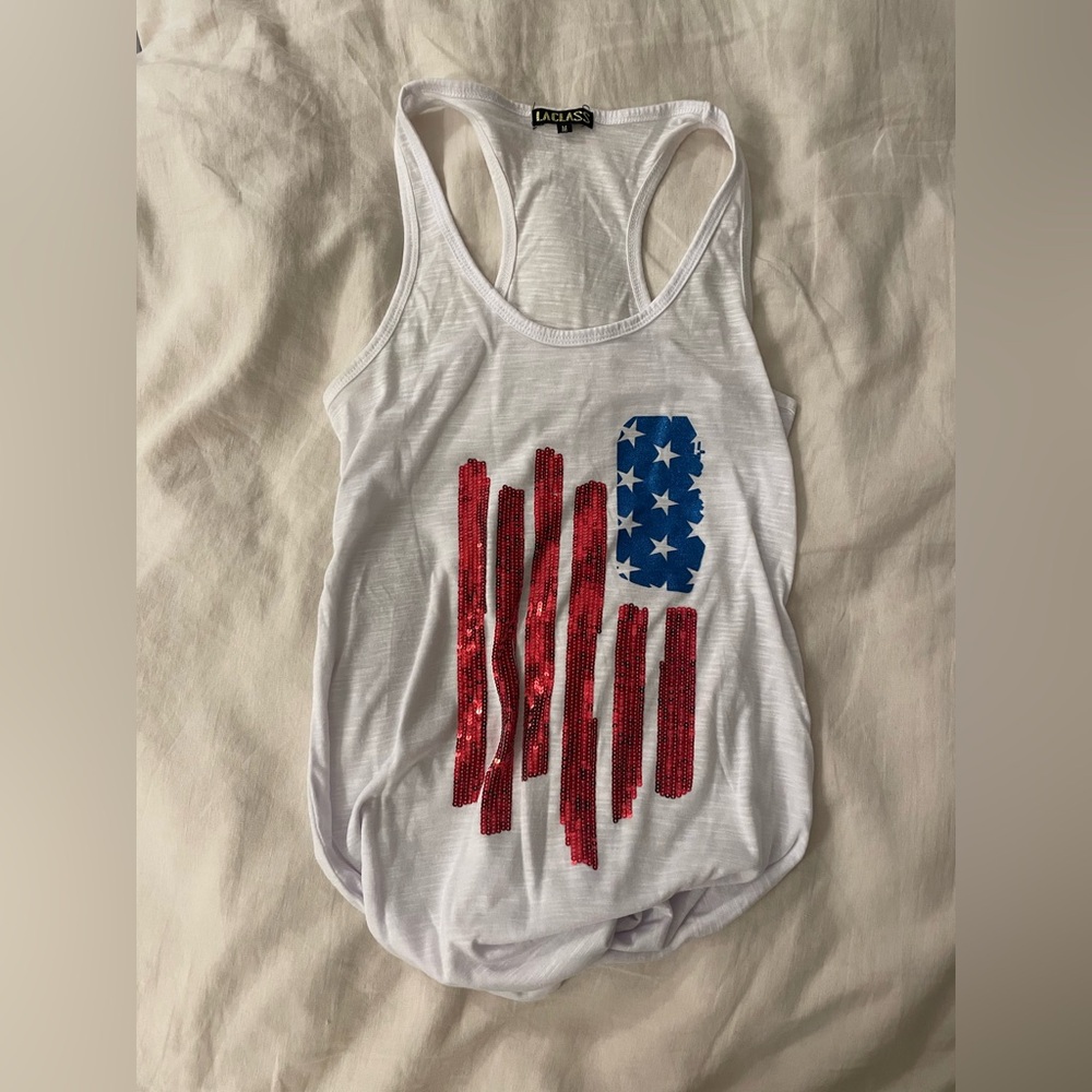 La Class - American Flag Sequin Tank Top – Size Small
